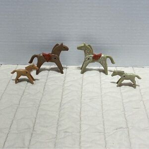 Vintage 1974 Geobra Playmobil Horse Pony Toy Lot of (4) Assorted Colors Figure